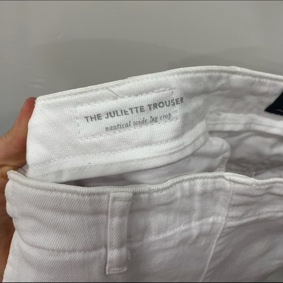 Anthropologie AG Juliette Mid-Rise Trouser Jeans Nautical Wide Leg Crop 25 White - Picture 10 of 14